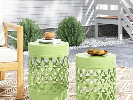 Outdoor Metal S/2 End Table