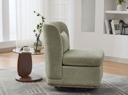 Wide Modern Cushioned Armless Metal Base 360° Swivel Chair With Pillow