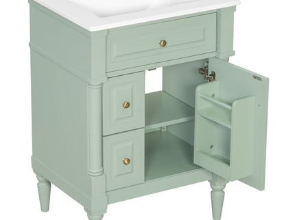 Freestanding Bathroom Vanity With Sink, Adjustable Shelf & Flip Drawer