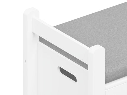 Kids Toy Box Chest Storage Cabinet With Cushion Seat Bench Flip Top Lid Safety Hinge - White