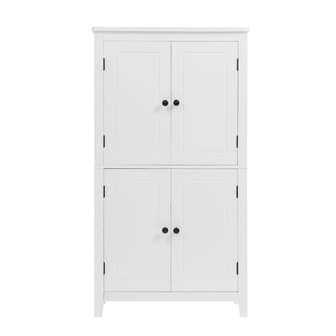 Elegant Bathroom Floor Storage Cabinet With 4 Doors, Adjustable Shelves