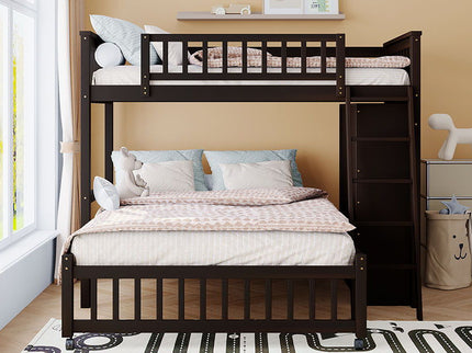 Bunk Bed With 6 Drawers And Flexible Shelves, Bottom Bed With Wheels