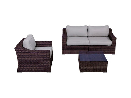 Outdoor Wicker Conversation Set With Cushions, All Weather