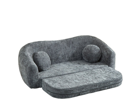 Curved Convertible Sofa, 2 In 1 Frameless Folding Sofa Bed With Pull Out Base And Deep Seat