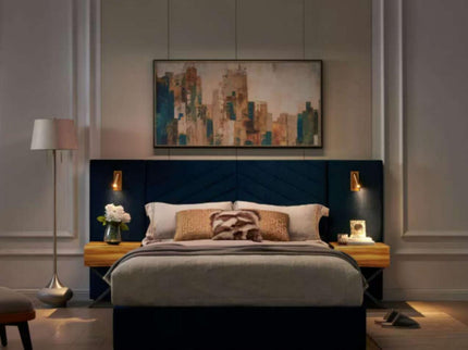 Upholstered Bed Frame With Vertical Channel Tufted Wingback Headboard