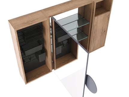 Wall Mounted Bathroom Mirror Cabinet With Soft Close Door, Storage Cabinet - Imitative Oak