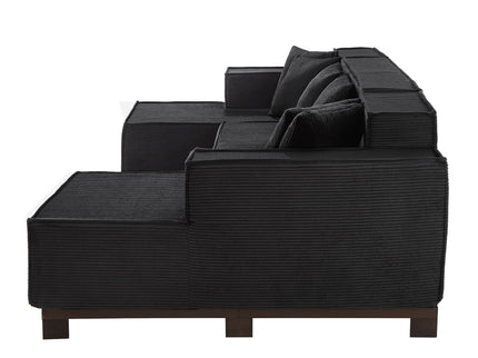 U-Shaped Sectional Sofa With RGB LED Light Strip And 6 Pillows