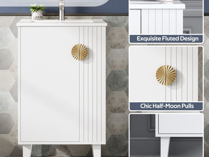 Bathroom Vanity With Sink, Soft-Close Door, Half-Moon Pulls
