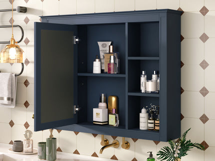 Wall Mounted Medicine Cabinet With Mirror, Storage Cabinet Featuring 6 Open Shelves And Adjustable Interior