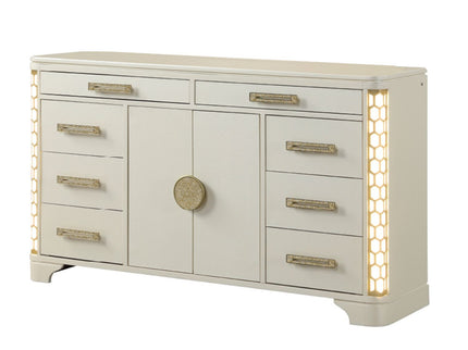 Jasmine - 8 Drawer Dresser With Side LED Lightning - Beige
