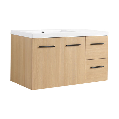 Wall Mounted Floating Bathroom Vanity With Sink, Door & Drawers Modular Cabinet