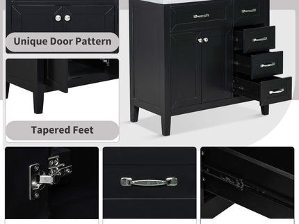 Modern Bathroom Vanity With Sink, Freestanding With Drawers And Doors