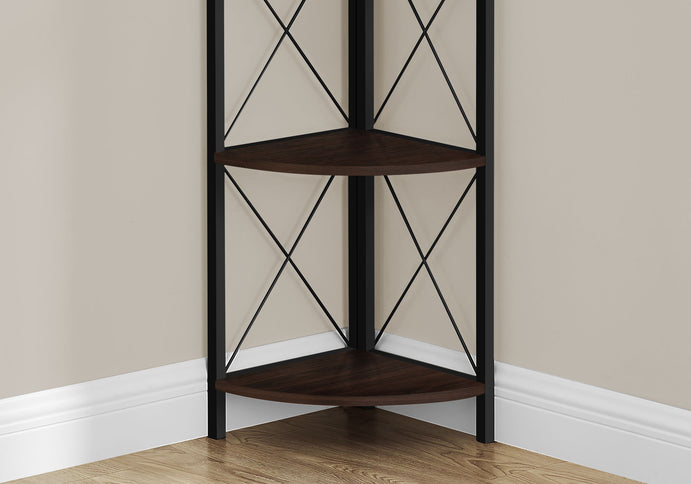 Bookshelf, Bookcase, Etagere, Corner, 4 Tier, Office, Marble Look Contemporary & Modern