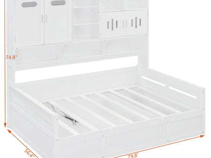 Daybed With All-In-One Cabinet And Shelf
