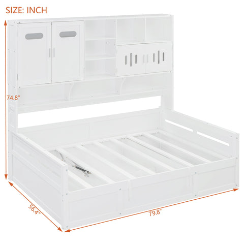 Daybed With All-In-One Cabinet And Shelf