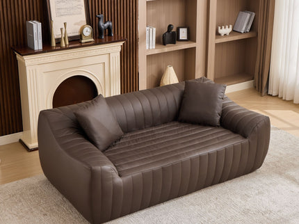 Oversized 2 Seater Loveseat With 2 Decor Throw Pillows, Deep Seat Sofa For Living Rooms