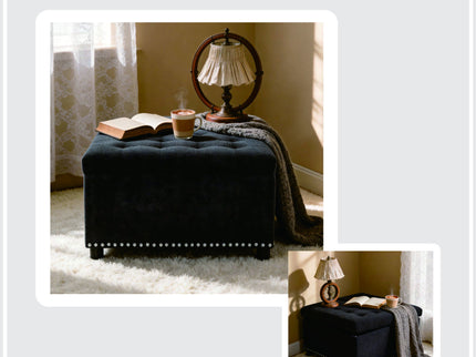 Square Tufted Storage Ottoman With Nailhead Trim