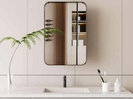 Recessed Metal Framed Medicine Cabinet With Mirror And Adjustable Shelves Wall Mirror With Storage For Bathroom
