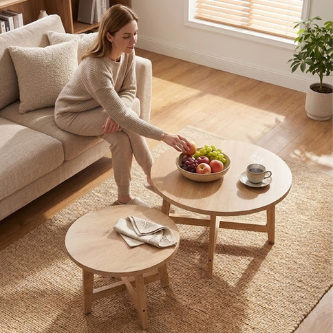 Round Nesting Stackable Tables For Living Room