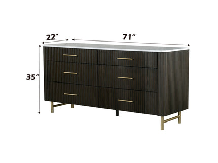 Clayten - Dresser - Espresso / White Marble