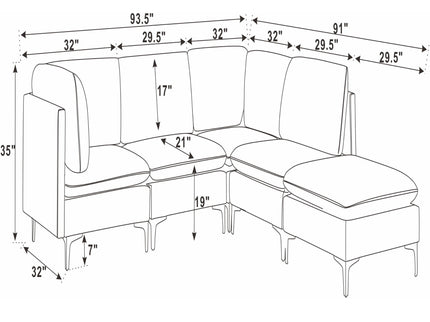Upholstered Modular Sectional & Tall Legs
