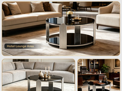 Round Table With Double Layer Storage