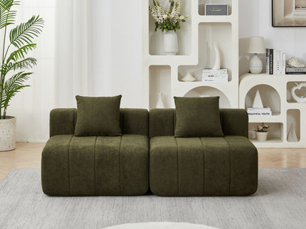 Modular Sectional Sofa With 2 Pillows, Symmetrical Design