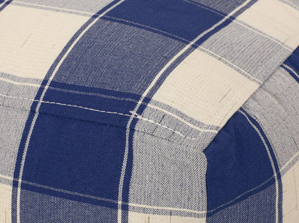Connor - Checkered Square Pouf Ottoman And Floor Cushion - Ivory / Navy