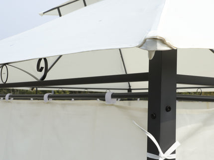 Outdoor Patio Gazebo Tent With Ventilated Double Roof And Sidewall
