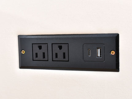 Upholstered Platform Bed, 2 Outlets And USB Charging Ports On Both Sides, 2 Bedside Pillows, Storage Shelves