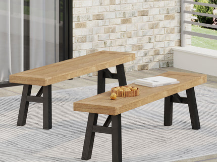 Outdoor Bench With Slat Panel Design And Acacia Wood Frame