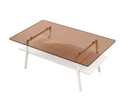 Rectangle Coffee Table, Tempered Glass Tabletop Modern Table For Living Room