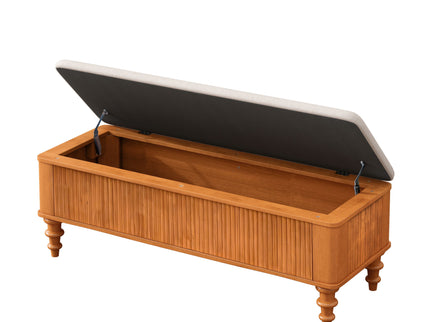 Storage Ottoman Bench For Living Room - Natural
