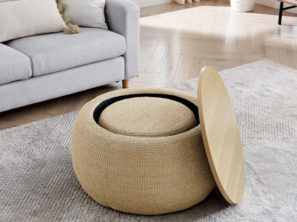 Round Storage Ottoman, 2 In 1 Function, End Table And Ottoman