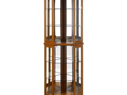 6 Shelf Corner Curio Display Cabinet With Lights, Mirrors And Adjustable Shelves (E26 Light Bulb Not Included)