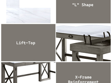 Talmar - Marble Top Weathered Writing Desk With Lift Top