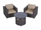 Beige / 3 Pc. 2 Chairs, Fire Pit