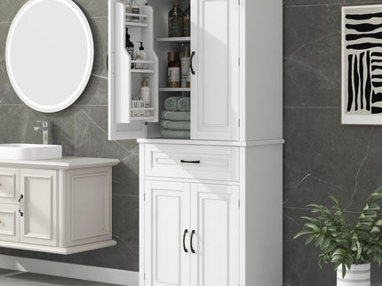 Bathroom Storage Cabinet With Doors And Drawer, Adjustable Shelf