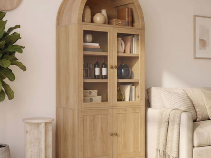 Tall Arched Top Storage Cabinet With 5 Tier Shelves, Soft Close Hinges