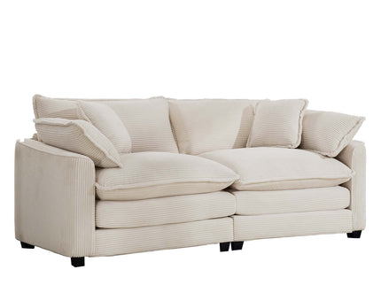 Modern 2 Seater With 4 Pillows, Upholstered Deep Seating Loveseat