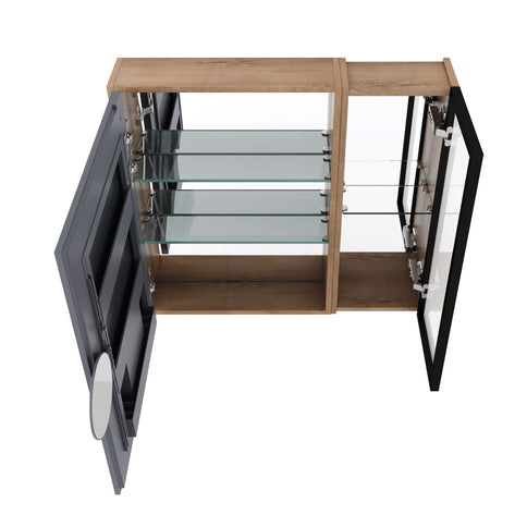Wall Mounted Bathroom Cabinet & Adjustable Shelves - Imitative Oak