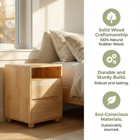 Nightstand With 2 Drawers And Shelves