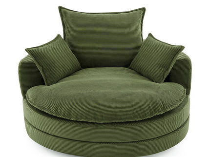 360° Swivel Accent Barrel Chair With Dual Layer Cushion And 3 Removable Pillows