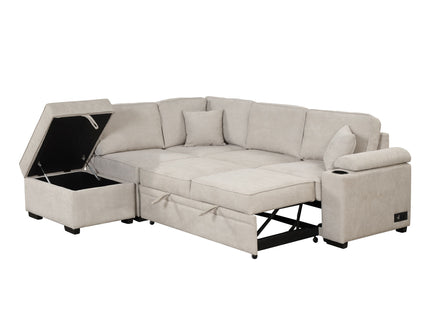 Sleeper Sofa Bed, 2 In 1 Pull Out Sofa Bed L Shape Couch With Storage Ottoman For Living Room, Bedroom Couch And Small Apartment