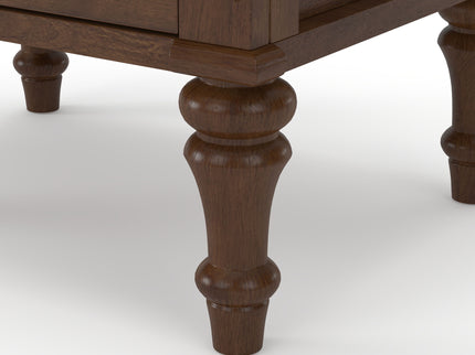 Fluted Nightstand With 2 Drawers, Bedside Table - Walnut