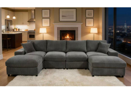 Sectional Sofa With 2 Ottomans And Toss Pillows