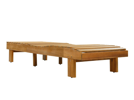 Chaise Lounge With Multi Fold Cushion, 3 Position Adjustable Backrest For Patio - Beige / Teak