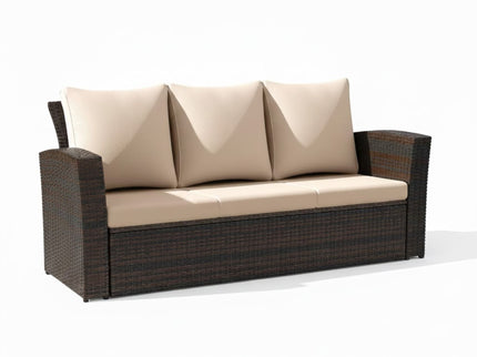 All-Weather Wicker 3 Seat Patio Sofa With Thick Cushions