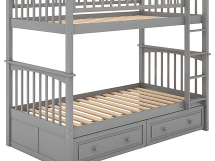 Twin Over Twin Bunk Bed With Drawers, Convertible Beds
