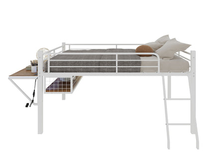 Loft Bed With Built In Desk, LED Light Strip